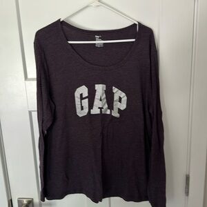 GAP Factory long sleeve tee. Purple with silver lettering. Gently worn. Wmn’s XL